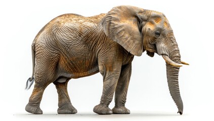 Obraz premium African Elephant Standing on White Background