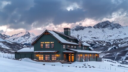 alpine ski lodge with dark green James Hardie Siding