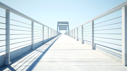 Fototapeta premium minimalist pedestrian bridge with sleek, durable fiber cement decking and railings, designed to provide safe crossing with a modern aesthetic
