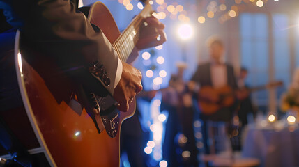 musician playing guitar on wedding party : Generative AI