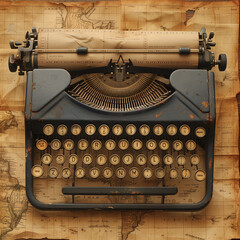old typewriteron vintage map old paper ephemera for poster digital art