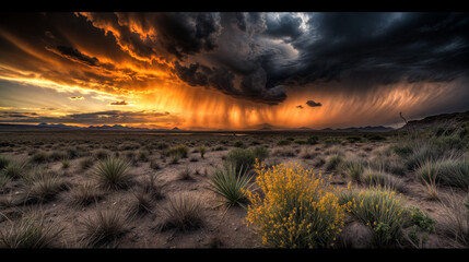 a beautiful desert sunset