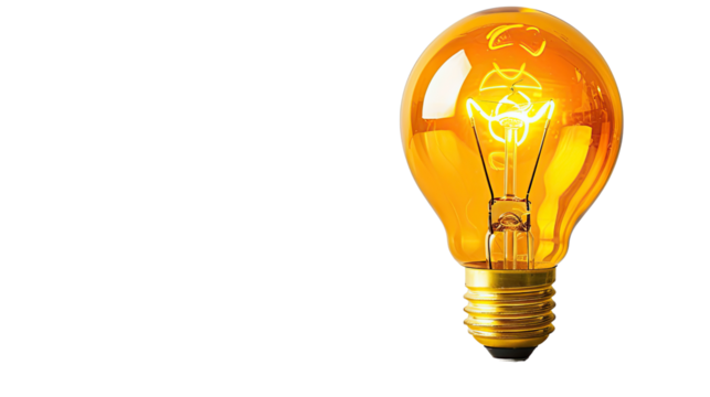Yellow light bulb, transparent background PNG