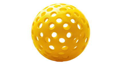 Yellow pickleball with holes , transparent background PNG