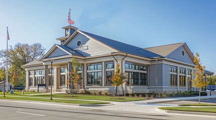 municipal building updated with energy-efficient fiber cement siding in a classic design, blending the old with the new to enhance community services while preserving aesthetic values