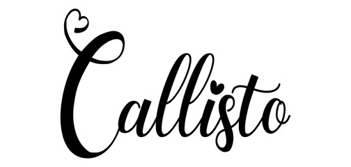 Callisto - colore nero - parola nome scritta con cuori - ideale per website, presentazioni, biglietti, banners, sweatshirt, stampe, cricut, silhouette, sublimazioni, etichette, adesivi