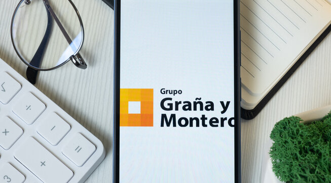 New York, USA - 11 June 2024: Grana y Montero Logo on Phone Screen, Company Icon