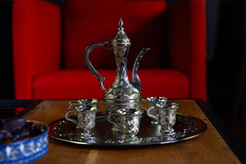Zamzam Water (Zemzem Suyu) Service and Silver Zamzam Water Jug and Glasses Photo, Uskudar Istanbul, Turkiye (Turkey)