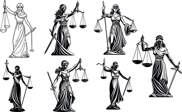 law illustration vector balance lawyer symbol justice legal court judge sword woman lady goddess design concept