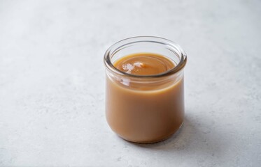 Apple puree in a glass on a white background