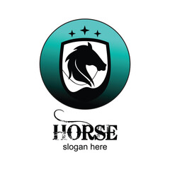 Horse logo design simple concept Premium Vector