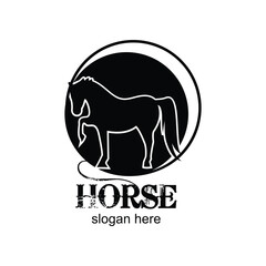 Horse logo design simple concept Premium Vector