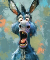 funny donkey cartoon art, generative ai 