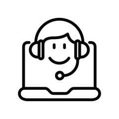 customer service feedback icon line vector design illustration template in trendy style