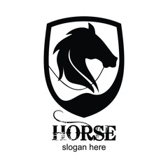 Obraz premium Horse logo design simple concept Premium Vector