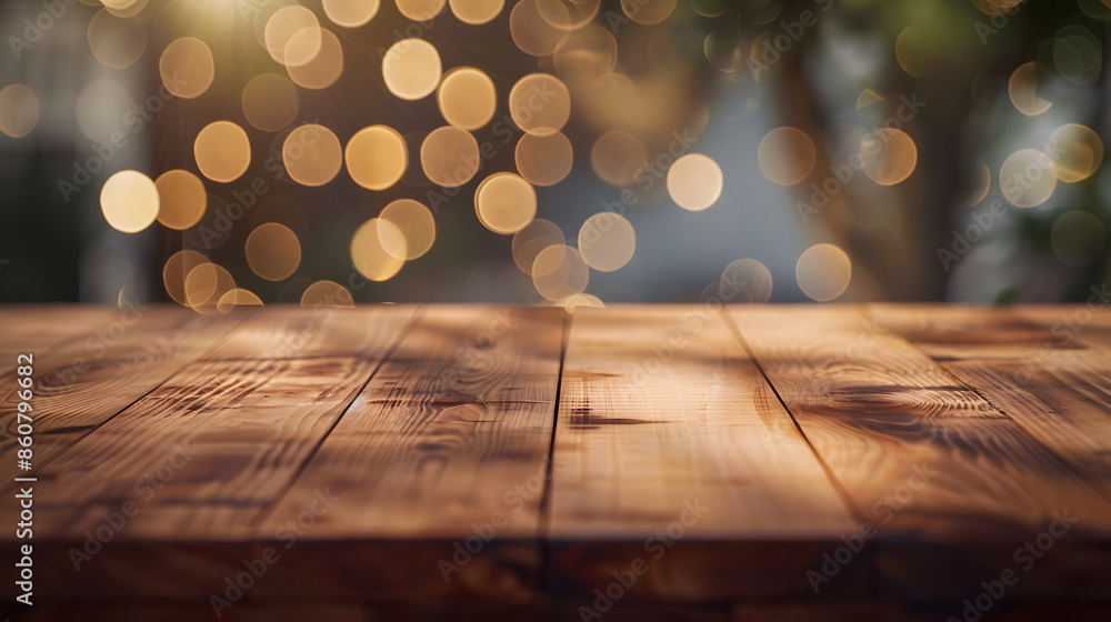 Aufkleber wooden with abstract bokeh background : generative ai