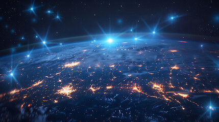 Obraz premium Global Network Connections from Space