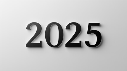 Minimalistic "2025" text in bold black font on a pristine white background ar --ar 16:9 --v 6.0 - Image #1 @talha110091