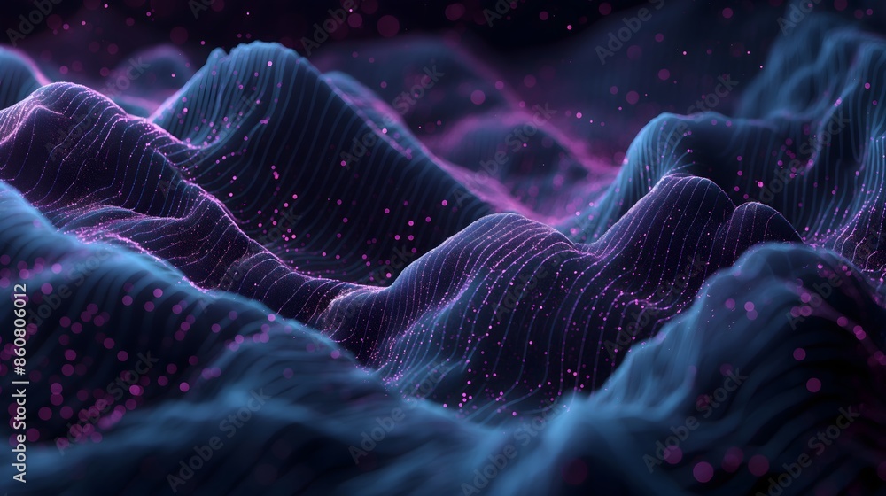 Poster 31. generate a kinetic abstract environment with layers of pulsating waves and shimmering particles 