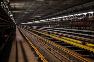 The subway tunnel between the stations Vysehrad and I.P. Pavlova
