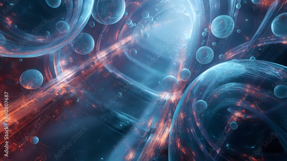 Aufkleber 26. design an otherworldly abstract composition featuring translucent membranes and glowing nodes su