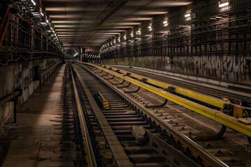 Fototapeta premium The subway tunnel between the stations Vysehrad and I.P. Pavlova