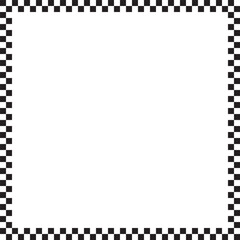 Square frame with checkered print. Rectangular framework with checkerboard, race flag or chess game print isolated on white background. Vector graphic illistration