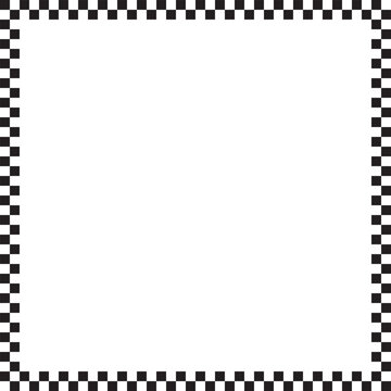 Square frame with checkered print. Rectangular framework with checkerboard, race flag or chess game print isolated on white background. Vector graphic illistration