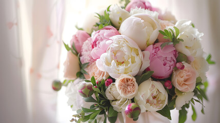 wedding bouquet of peonies : Generative AI