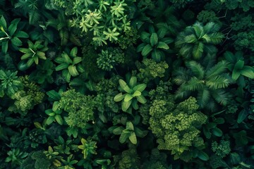 An eco-concept for Earth Day with a tropical forest background, a forest preservation scene with a canopy tree, and a concept about sustainability and renewable energy for the environment