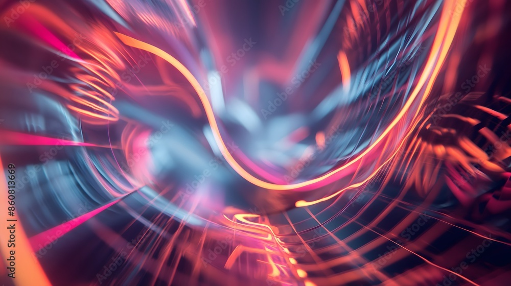 Poster 1. create a chaotic swirl of intersecting neon lines against a backdrop of shifting gradients and ge