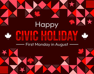 First Monday of August is celebrated as Civic Holiday in Canada every year, red theme background