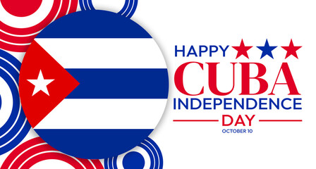 Happy Cuba Independence Day, with stars and flag on the side