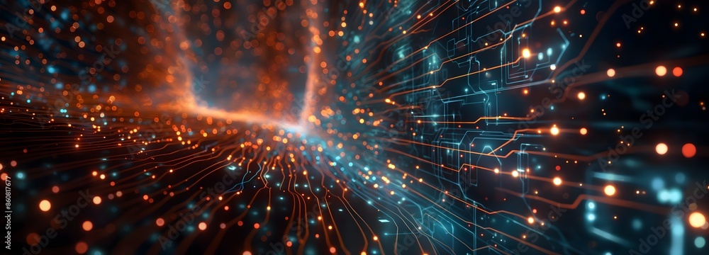 Poster 39. generate a digital labyrinth of interconnected nodes and pathways, pulsating with energy and ill