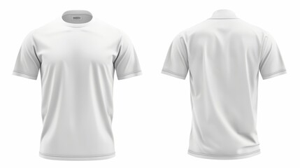 Men's white blank T-shirt template,from two sides, natural shape on invisible mannequin, for your design mockup for print, isolated on white background