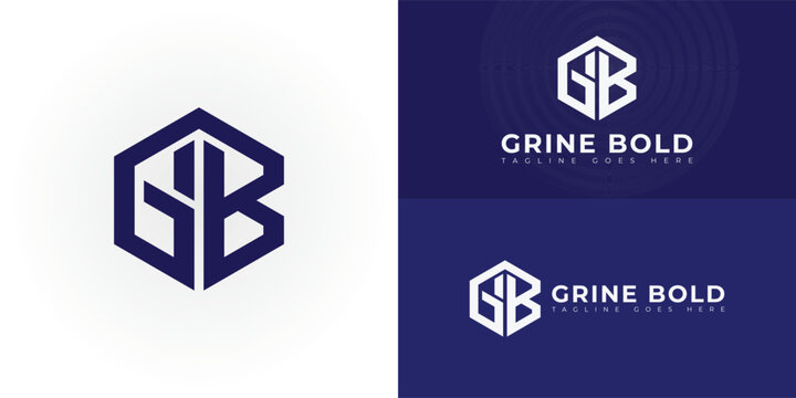 Abstract initial hexagon letters GB or BG logo in blue color isolated on multiple background colors. The logo is suitable for business and consulting logo vector design illustration inspiration