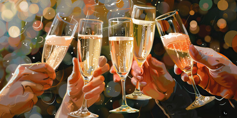 The sound of popping champagne fills the air as the winners of the contest raise their glasses in a toast to their success