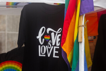 Remera con la inscripción Love is Love en referencia al Orgullo gay 