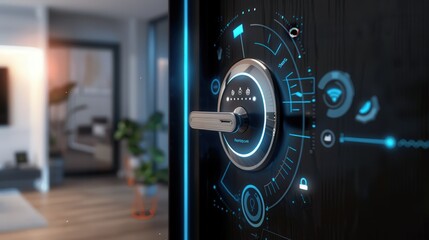 Fototapeta premium A smart home lock security system