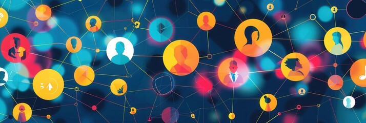 A network of diverse people connected by lines, representing online communities and social media interaction. Generative AI