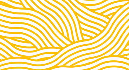 Geometric spaghetti pattern. Background with yellow paste elements on white. Asian kitchen design