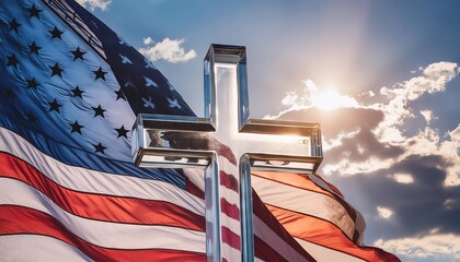 American Flag and Cross Representing Faith