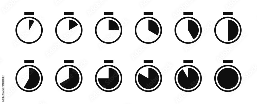 Leinwandbilder Stopwatch icon set, timer icon symbol , Countdown icon stop watch sign. Time and clock icons