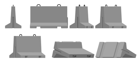 Isolated concrete barrier  on white background