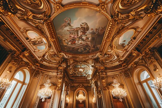Ornate Ceiling in a Gilded Room - Powered by Adobe