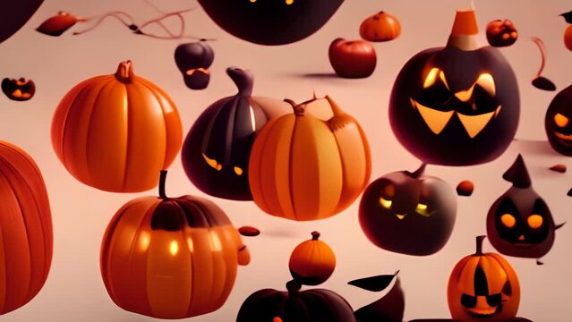 Halloween Pattern With Pumpkins Bats and Witches Generative AI