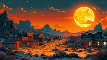 Wild West Showdown: Design an illustration of a dramatic cowboy showdown at high noon in a dusty western town. Capture the tension between the characters and the classic elements of the Wild West.