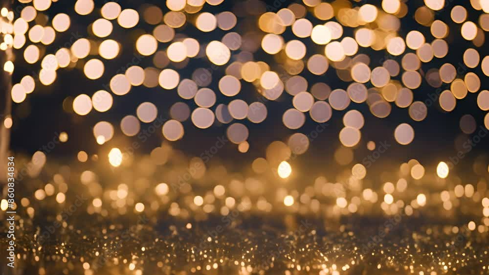 Aufkleber golden bokeh lights on black background generative ai