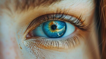 Fototapeta premium Close Up of a Blue Eye With Eyelashes