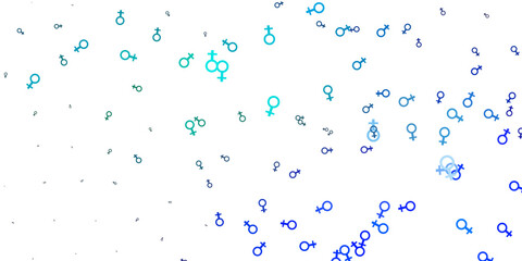 Light BLUE vector background with woman symbols.